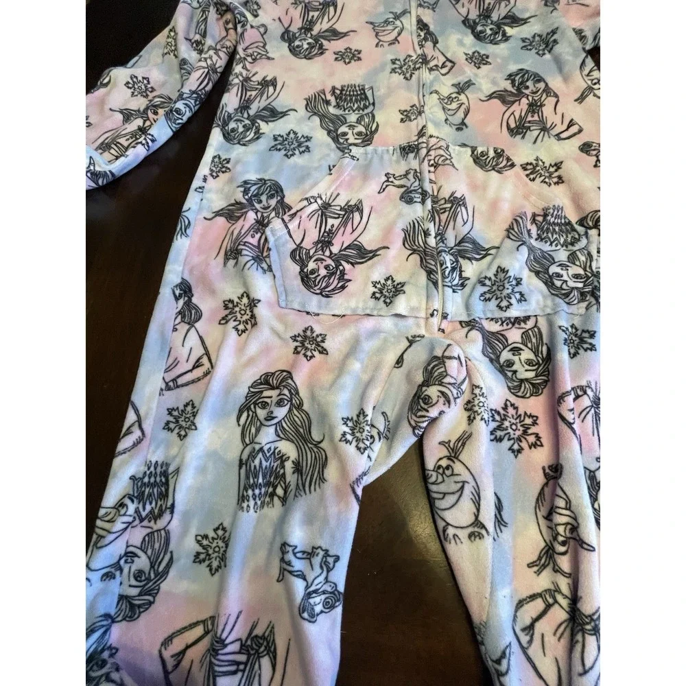 Disney Frozen Size 10 One Piece Zip Up Pajamas With Hood - Picture 3 of 3